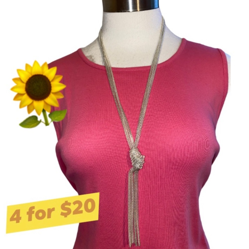 🌻🌻ICING SILVER KNOTTED LONG PENDANT NECKLACE